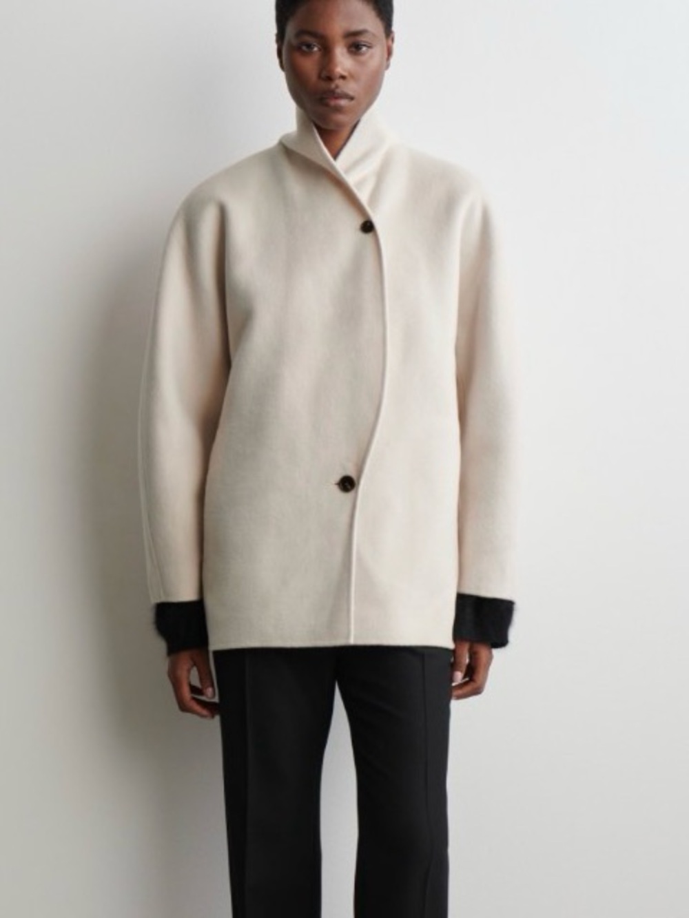 COS Cream Double-Faced Wool Pea Jacket